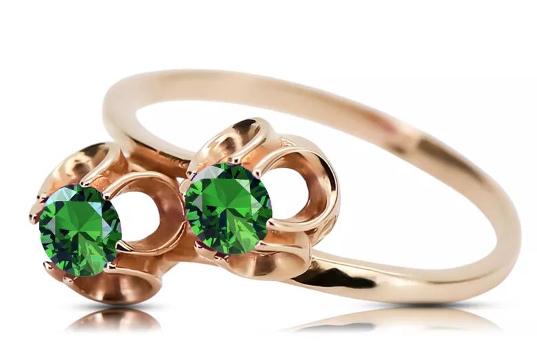 Emerald Original Vintage 14K Rose Gold Ring Vintage style vrc266r